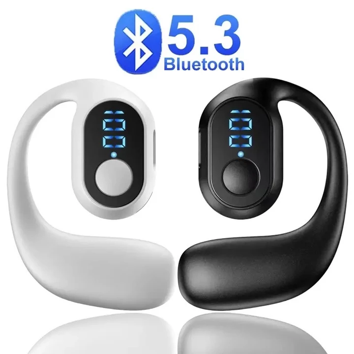 MUHUO Tai nghe một tai Bluetooth 5.3 Tai nghe Màn hình kỹ thuật số Tai nghe đơn Tai nghe kinh doanh có thể sạc lại Tai nghe móc tai