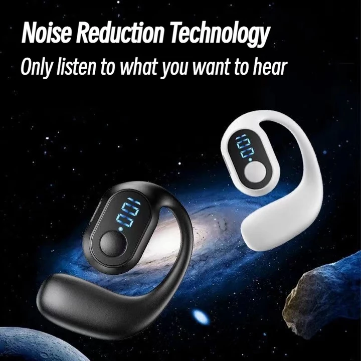 MUHUO Tai nghe một tai Bluetooth 5.3 Tai nghe Màn hình kỹ thuật số Tai nghe đơn Tai nghe kinh doanh có thể sạc lại Tai nghe móc tai – 5