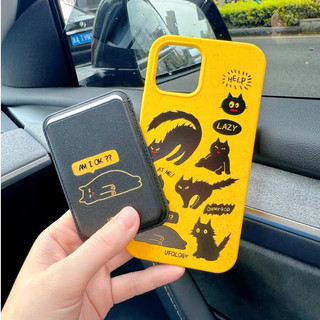 Ốp điện thoại ví họa tiết mèo lông đen cho iPhone 15pro 15promax 14 14promax 14pro 16 pro max 16 plus