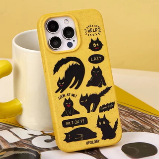 Ốp điện thoại ví họa tiết mèo lông đen cho iPhone 15pro 15promax 14 14promax 14pro 16 pro max 16 plus