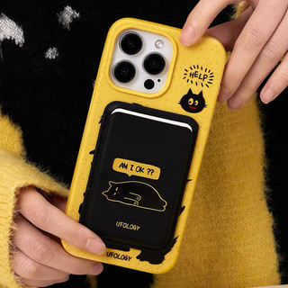 Ốp điện thoại ví họa tiết mèo lông đen cho iPhone 15pro 15promax 14 14promax 14pro 16 pro max 16 plus