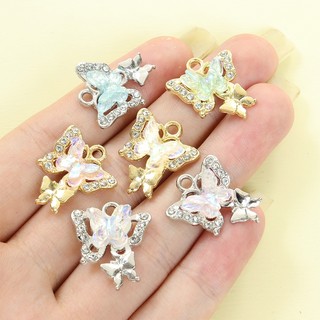 10 Chiếc Trong Suốt Acrylic & Kim Cương Giả Kẻ Sọc Tinh Tế Bướm Quyến Rũ DIY Tính Khí Vòng Cổ Vòng Tay Bông Tai Phụ Kiện Tóc Dreamy Đôi Thiết Kế Bướm Mặt Dây Hợp Kim