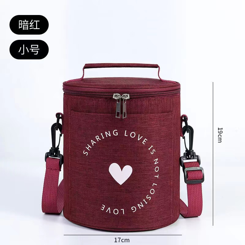Túi Bento tròn cách nhiệt, giữ lạnh/nóng, đeo vai/chéo, hình trụ có thể thu vào, dùng làm túi ăn trưa
