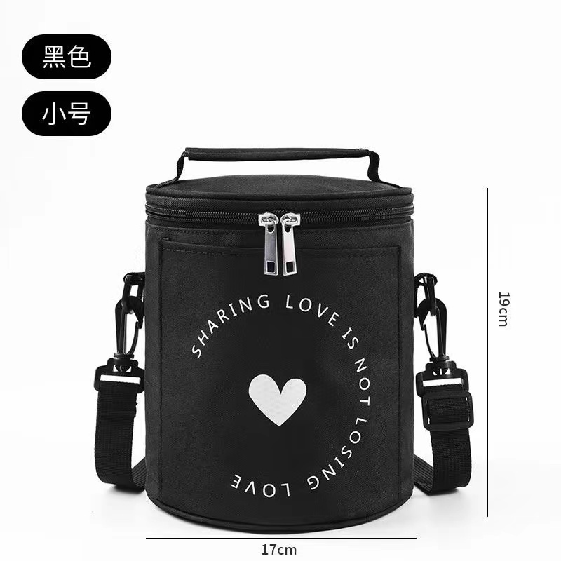 Túi Bento tròn cách nhiệt, giữ lạnh/nóng, đeo vai/chéo, hình trụ có thể thu vào, dùng làm túi ăn trưa