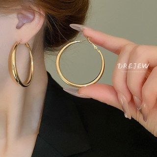 DREJEW 925 kim bạc xuyên biên giới mới bông tai vòng trơn cao cấp nhẹ nhàng Châu Âu và Mỹ bông tai đa năng sang trọng đơn giản thiết kế thời trang bông tai không gây dị ứng