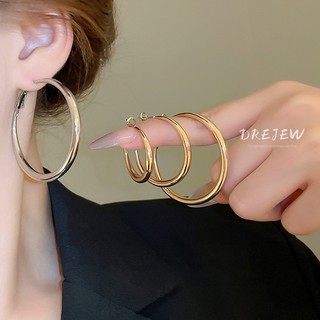DREJEW 925 kim bạc xuyên biên giới mới bông tai vòng trơn cao cấp nhẹ nhàng Châu Âu và Mỹ bông tai đa năng sang trọng đơn giản thiết kế thời trang bông tai không gây dị ứng