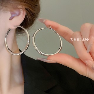 DREJEW 925 kim bạc xuyên biên giới mới bông tai vòng trơn cao cấp nhẹ nhàng Châu Âu và Mỹ bông tai đa năng sang trọng đơn giản thiết kế thời trang bông tai không gây dị ứng