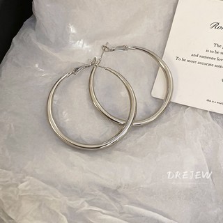 DREJEW 925 kim bạc xuyên biên giới mới bông tai vòng trơn cao cấp nhẹ nhàng Châu Âu và Mỹ bông tai đa năng sang trọng đơn giản thiết kế thời trang bông tai không gây dị ứng