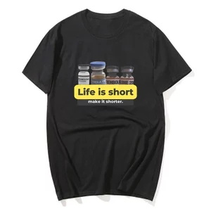 Áo thun nam nữ in meme Trenbolone hài hước, tập gym, tay ngắn, cotton thường ngày