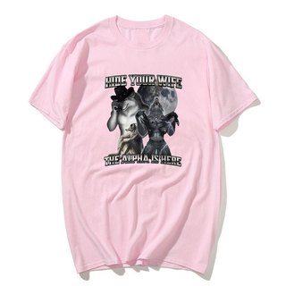 Giấu Vợ Của Bạn Alpha Là Ở Đây Ngộ nghĩnh Người Sói Meme Áo nam Nữ Thời Trang Gothic Quá Khổ Áo Mùa Hè Cổ Tròn Hài Hước Tee
