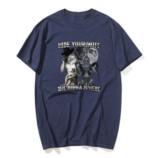 Giấu Vợ Của Bạn Alpha Là Ở Đây Ngộ nghĩnh Người Sói Meme Áo nam Nữ Thời Trang Gothic Quá Khổ Áo Mùa Hè Cổ Tròn Hài Hước Tee