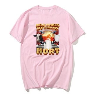 Sữa Làm Cho Tôi Bụng Đau Áo Thun Lactose Tolerant Ngộ nghĩnh Meme Đồ Họa Áo Nam Thời Trang Vintage Hip Hop Áo Thun Tay Ngắn