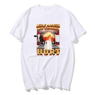 Sữa Làm Cho Tôi Bụng Đau Áo Thun Lactose Tolerant Ngộ nghĩnh Meme Đồ Họa Áo Nam Thời Trang Vintage Hip Hop Áo Thun Tay Ngắn