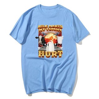 Sữa Làm Cho Tôi Bụng Đau Áo Thun Lactose Tolerant Ngộ nghĩnh Meme Đồ Họa Áo Nam Thời Trang Vintage Hip Hop Áo Thun Tay Ngắn