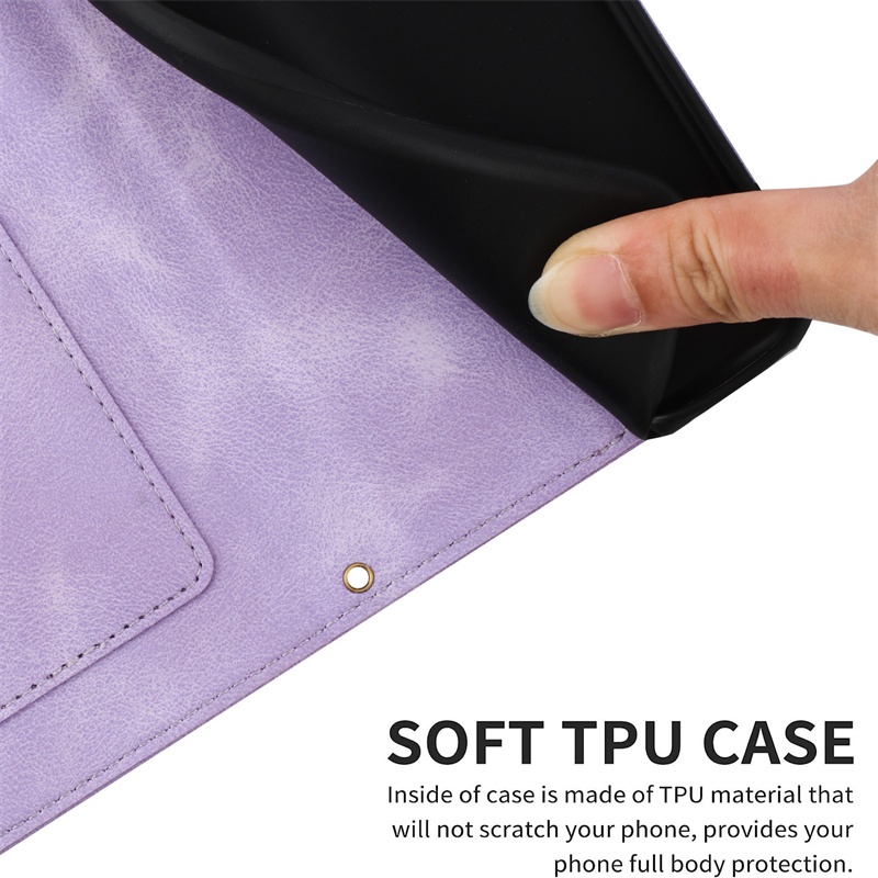 Khóa Flip Cover Dây Đeo Tay Dành Cho iphone 15 16 Plus Pro Max Da Đứng Giữ Khe Cắm Thẻ Vỏ Chống Sốc