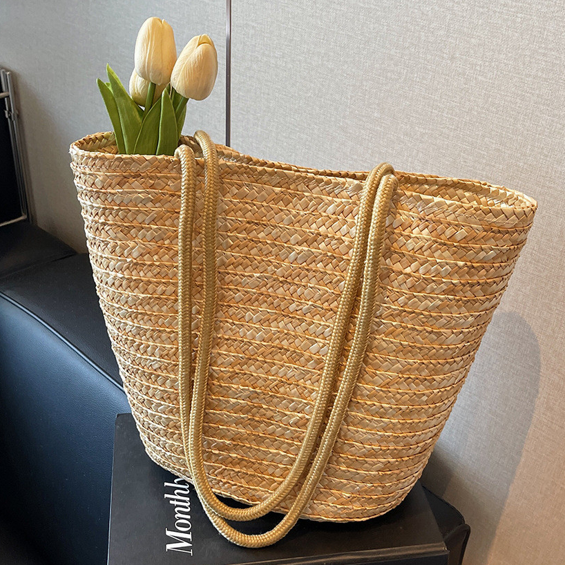 Túi Rơm Dệt Nữ Dung Tích Lớn Đeo Vai Tote Messenger