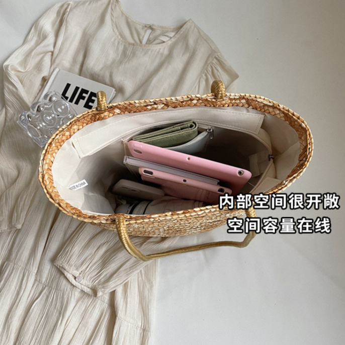 Túi Rơm Dệt Nữ Dung Tích Lớn Đeo Vai Tote Messenger