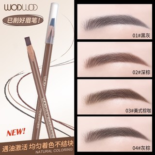 Bút chì kẻ mày chéo WODWOD Nhung tự nhiên Dễ dàng sử dụng Bút kẻ mày màu nâu đen Chống thấm mồ hôi W1079