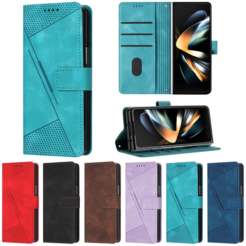Dành Cho Samsung Galaxy Z Fold 3 4 5 6 Ví Flip Case Da Cao Cấp Khe Cắm Thẻ