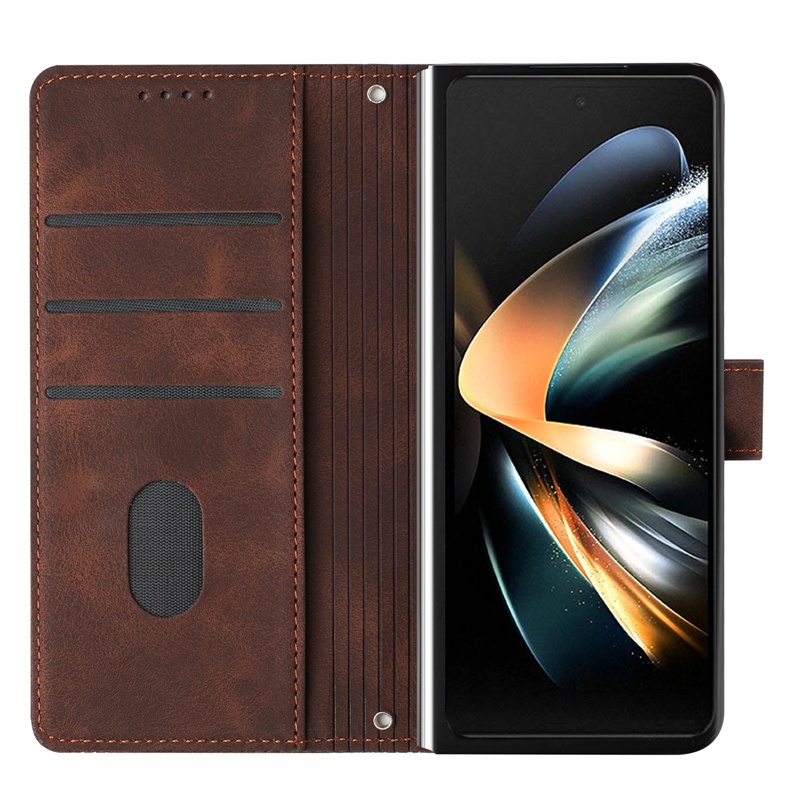 Dành Cho Samsung Galaxy Z Fold 3 4 5 6 Ví Flip Case Da Cao Cấp Khe Cắm Thẻ