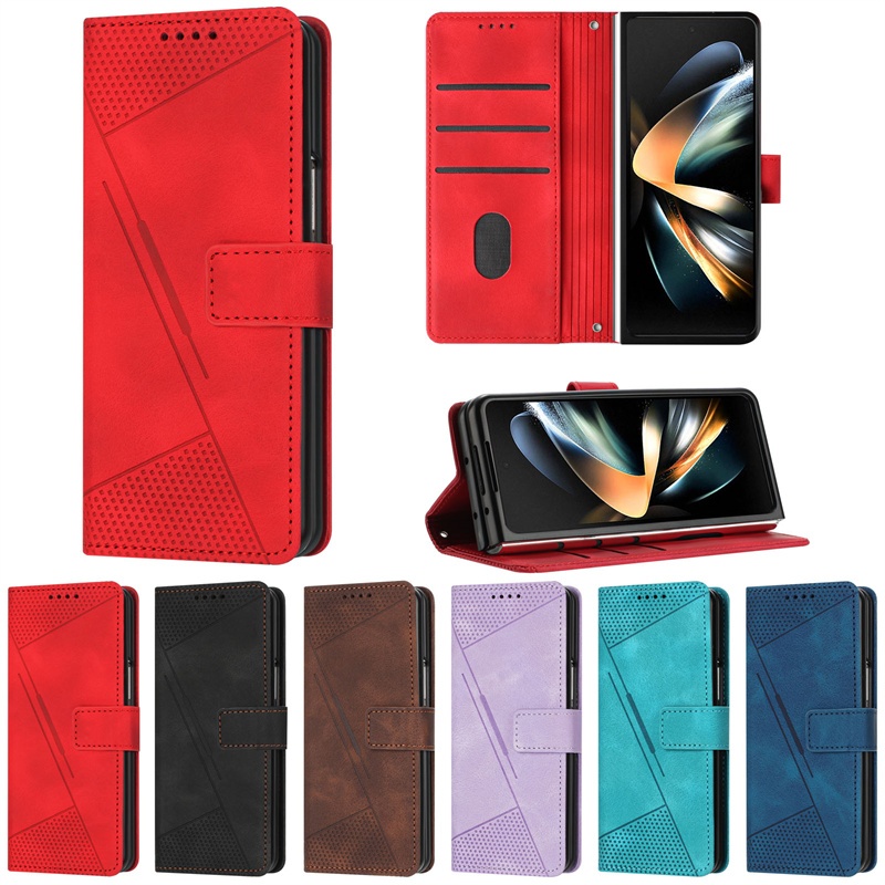 Dành Cho Samsung Galaxy Z Fold 3 4 5 6 Ví Flip Case Da Cao Cấp Khe Cắm Thẻ