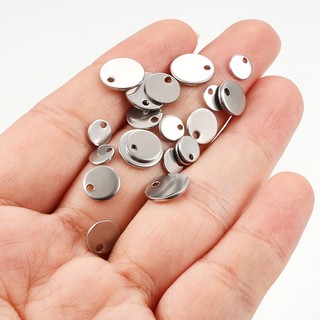 Thép không gỉ 6 / 8 / 10mm Thẻ tròn DIY Trang sức Vòng Mặt dây chuyền Phụ kiện