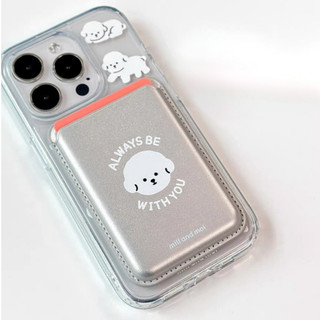 Vỏ bảo vệ thẻ hình đầu chó con trắng phong cách Hàn Quốc cho iPhone 15pro 15promax 14 14promax 14promax 14pro 16 pro max 16 plus