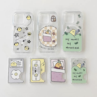 Ốp bảo vệ thẻ họa tiết máy nghe nhạc hoạt hình Hàn Quốc cho iPhone 15pro 15promax 14 14promax 14pro 16 pro max 16 plus