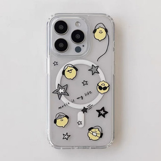 Ốp bảo vệ thẻ họa tiết máy nghe nhạc hoạt hình Hàn Quốc cho iPhone 15pro 15promax 14 14promax 14pro 16 pro max 16 plus