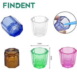 Cốc bát giác thủy tinh 8 mặt, bát trộn bột lỏng cho nghệ thuật làm móng, thiết bị hỗ trợ pha trộn nha khoa