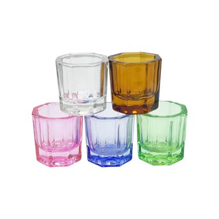 Cốc bát giác thủy tinh 8 mặt, bát trộn bột lỏng cho nghệ thuật làm móng, thiết bị hỗ trợ pha trộn nha khoa