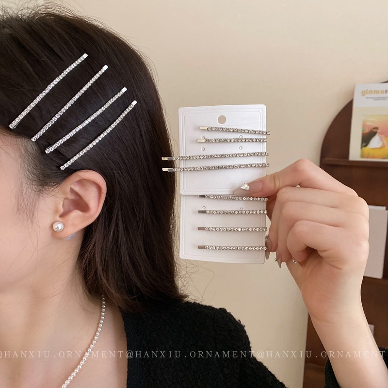 Bộ móng vuốt đồng đính kim cương một dòng kẹp đơn giản thời trang bên lề kẹp khí chất nhỏ tất cả phụ kiện tóc mới