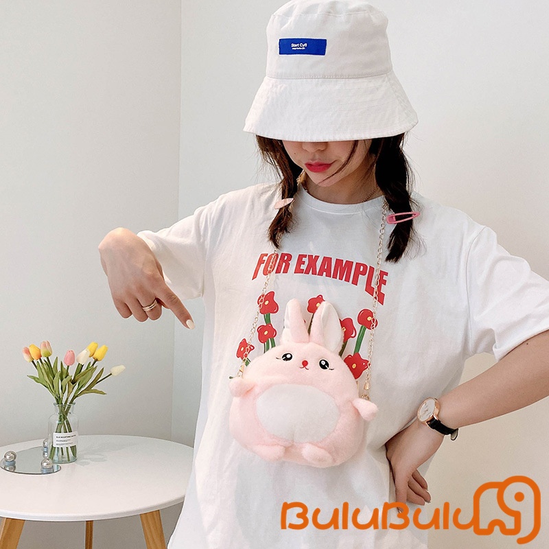 67hl-cute Gấu Trúc Thỏ Dây Xích Túi Nữ Tính Trái Tim Học Sinh Trẻ Em ' S Túi đeo vai sang trọng Búp bê Grabber