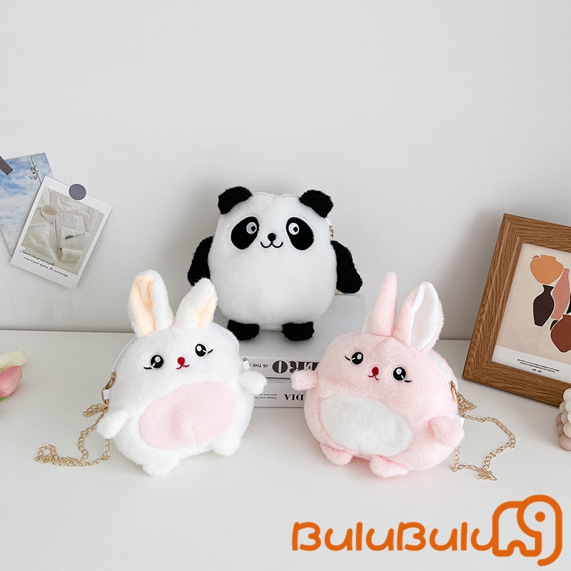 67hl-cute Gấu Trúc Thỏ Dây Xích Túi Nữ Tính Trái Tim Học Sinh Trẻ Em ' S Túi đeo vai sang trọng Búp bê Grabber