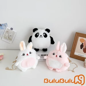67hl-cute Gấu Trúc Thỏ Dây Xích Túi Nữ Tính Trái Tim Học Sinh Trẻ Em ' S Túi đeo vai sang trọng Búp bê Grabber