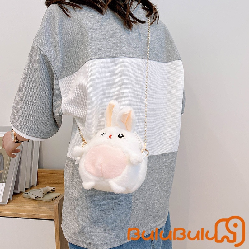 67hl-cute Gấu Trúc Thỏ Dây Xích Túi Nữ Tính Trái Tim Học Sinh Trẻ Em ' S Túi đeo vai sang trọng Búp bê Grabber