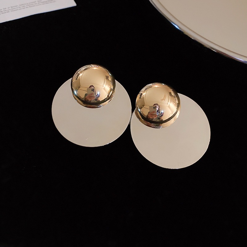 Bông tai kim bạc tròn sequin, phong cách thời trang đơn giản, phù hợp mọi lúc