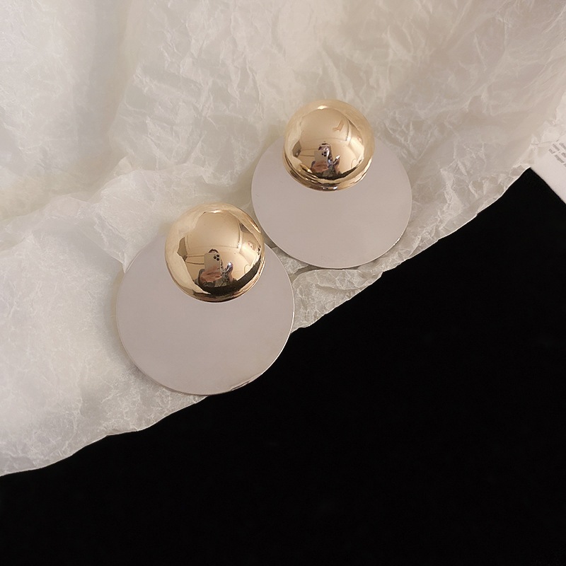 Bông tai kim bạc tròn sequin, phong cách thời trang đơn giản, phù hợp mọi lúc