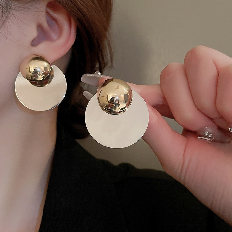 Bông tai kim bạc tròn sequin, phong cách thời trang đơn giản, phù hợp mọi lúc