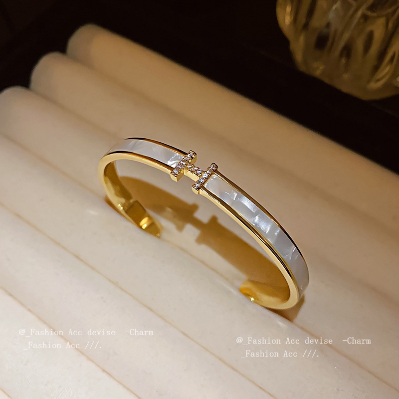 Mạ vàng zircon chữ mở vòng tay thích hợp đơn giản cao cấp cảm giác vòng tay thời trang phụ kiện tay bán buôn nữ