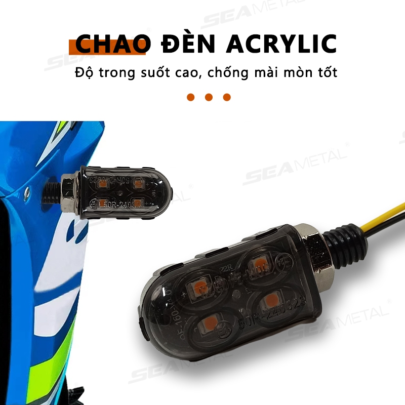 Đèn LED xe máy SEAMETAL Đèn báo rẽ 12V Xe máy Tín hiệu rẽ Thích hợp cho Honda Yamaha Suzuki (Giá 1 đôi)