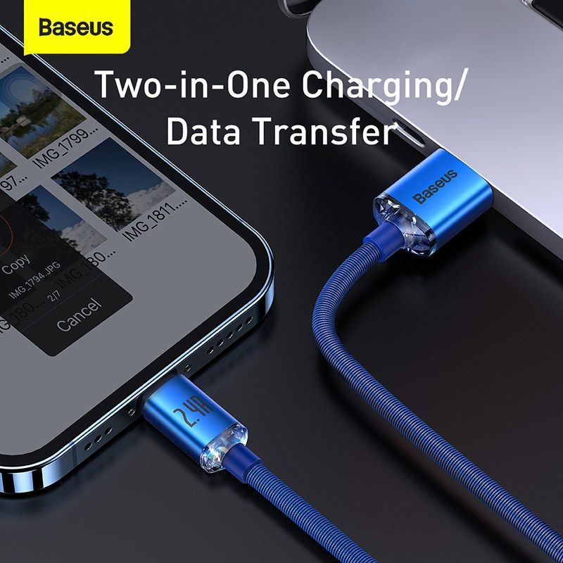 Ảnh Baseus 2.4A Cáp USB A-L Sạc Dữ Liệu Nhanh Dây USB Cáp Điện Thoại Di Động Cho 13 12 3