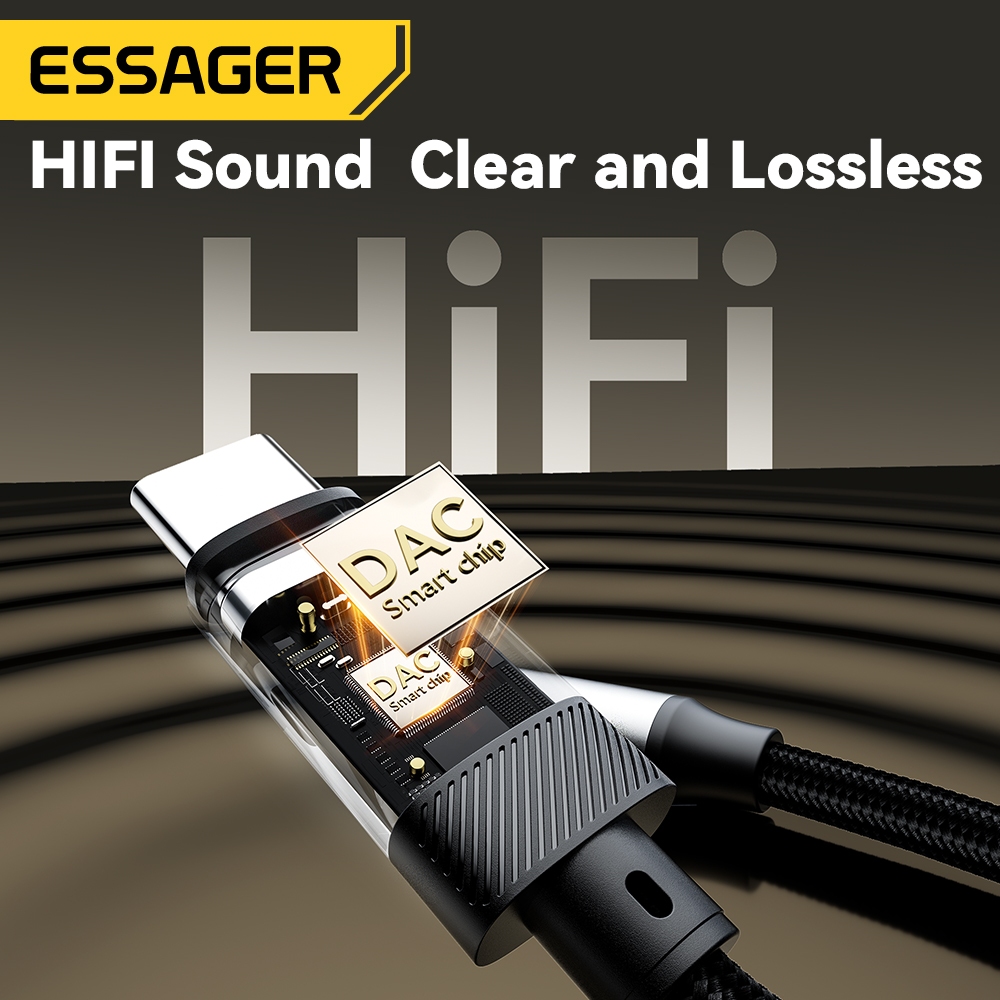 Ảnh Cáp chuyển đổi âm thanh Essager 3.5mm USB C / L sang 3.5 Jack cắm tai nghe Bộ chuyển đổi AUX 1
