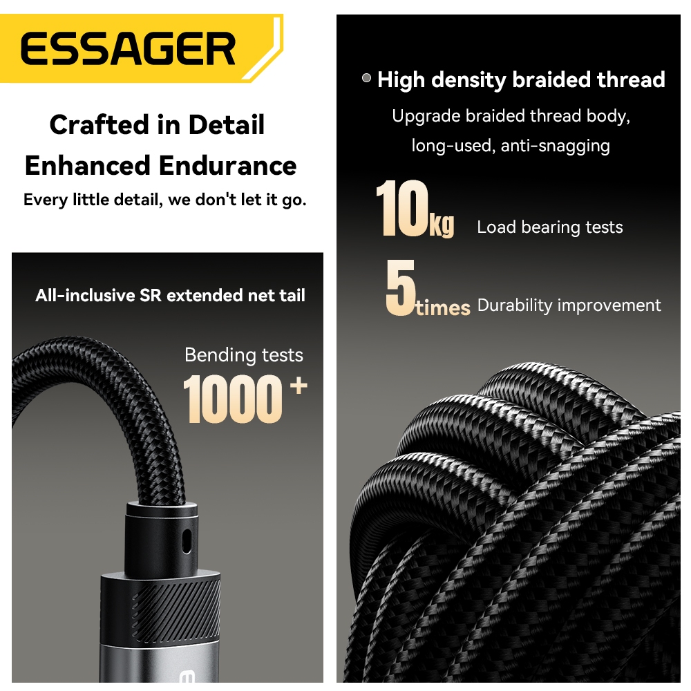 Ảnh Cáp chuyển đổi âm thanh Essager 3.5mm USB C / L sang 3.5 Jack cắm tai nghe Bộ chuyển đổi AUX 4