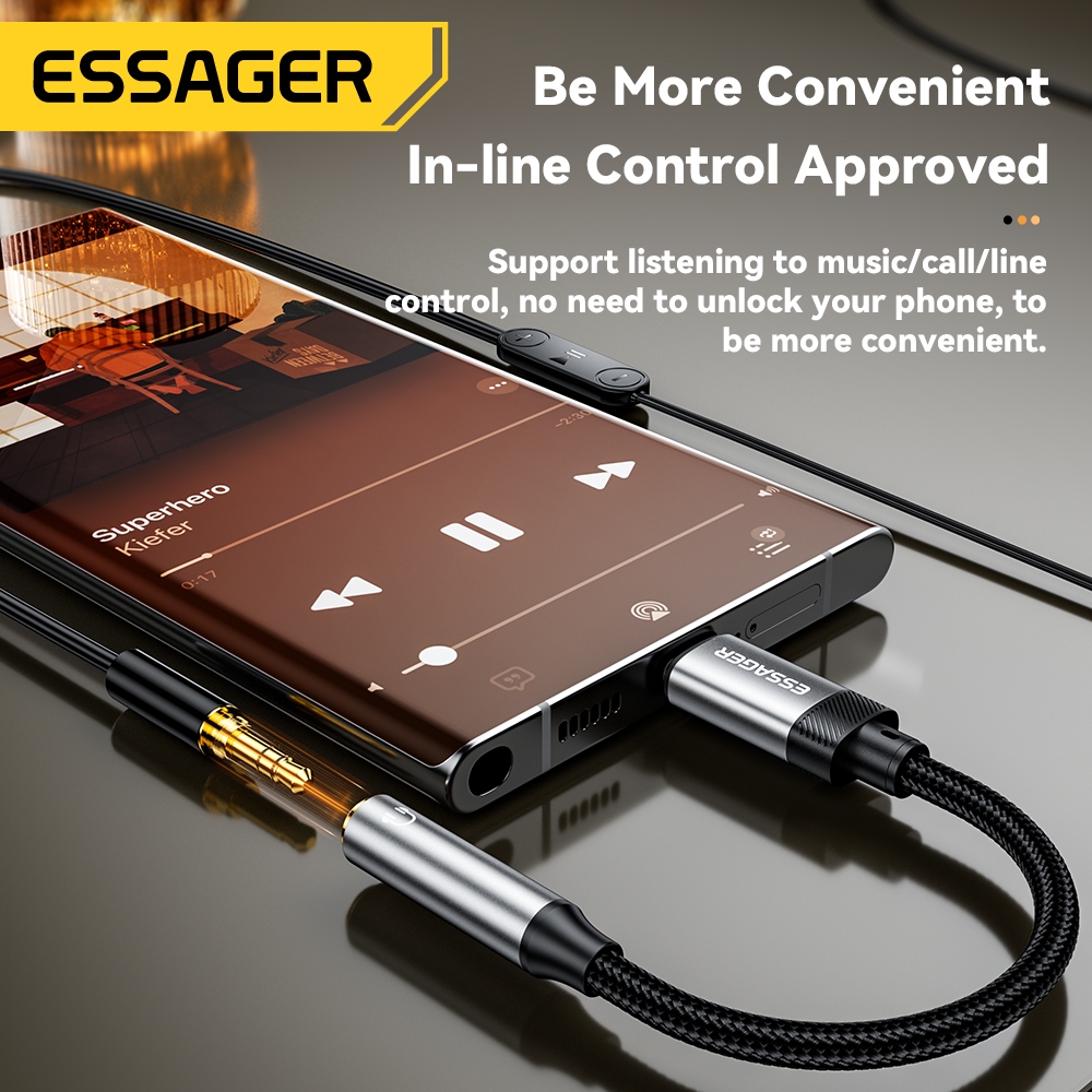 Ảnh Cáp chuyển đổi âm thanh Essager 3.5mm USB C / L sang 3.5 Jack cắm tai nghe Bộ chuyển đổi AUX 2
