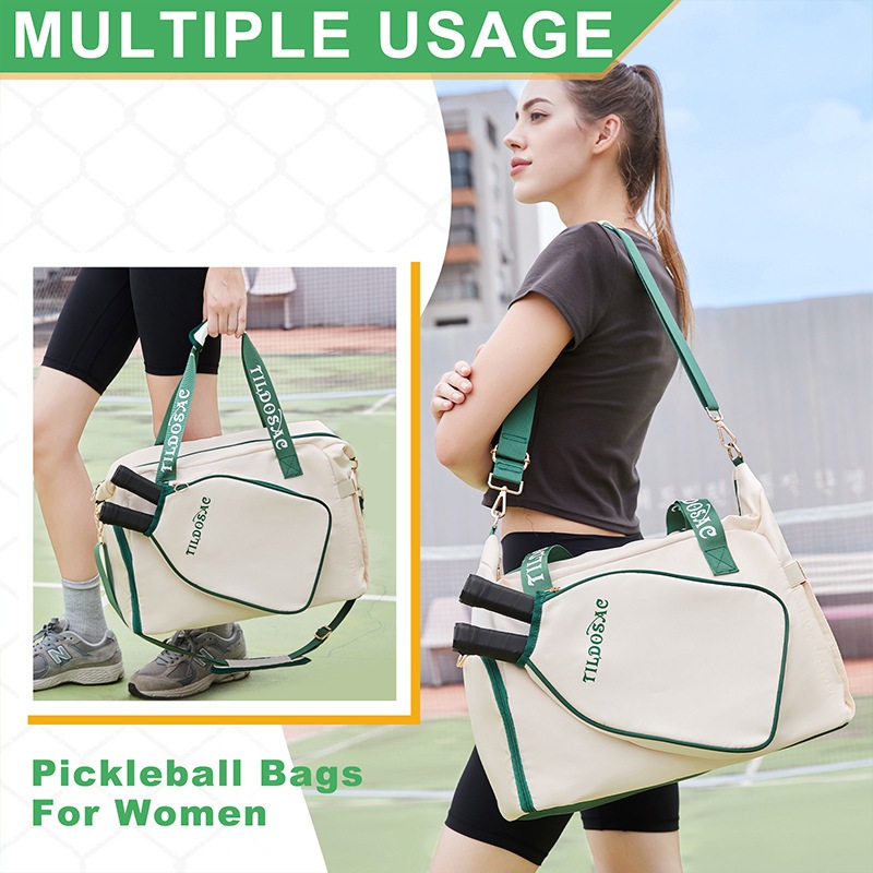 Jfory Túi đeo chéo dây kéo xách tay đựng vợt pickleball, dây đeo vai điều chỉnh, dùng cho gym và nữ