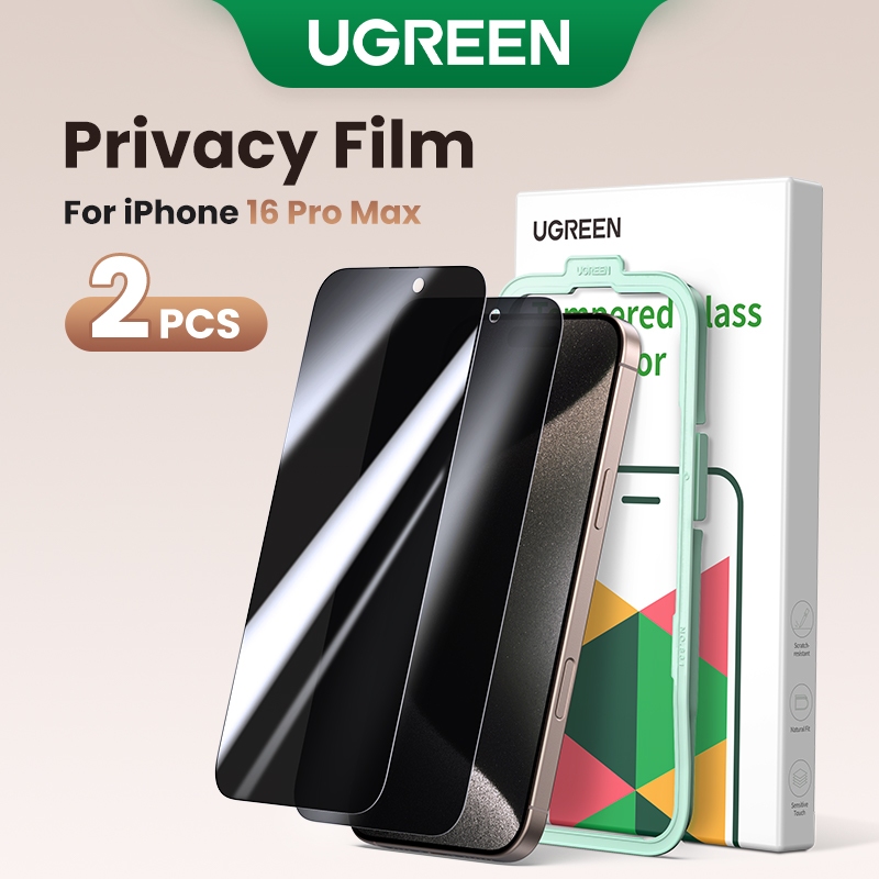 Ugreen 2 Miếng Bảo Vệ Màn Hình Riêng Tư Cho iPhone 16 Pro Max Kính Cường Lực Chống Gián Điệp Cho iPhone 16 Plus Bảo Vệ Màn Hình