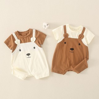 Quần áo trẻ em in hình gấu áo liền quần cho bé phù hợp với áo liền quần ngắn tay cotton cho bé