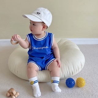 Quần áo trẻ em thể thao phong cách quần áo trẻ em in hình đơn giản áo liền quần cotton cho bé