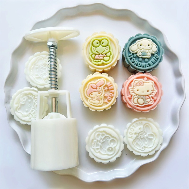 Bộ 50g Hoạt Hình Bánh Trung Thu Khuôn Bấm Chết Đậu Xanh Khuôn Bánh Áp Lực Tay Dễ Thương Khuôn Thực Phẩm Bổ Sung Thực Phẩm Bánh Ngọt Stencil